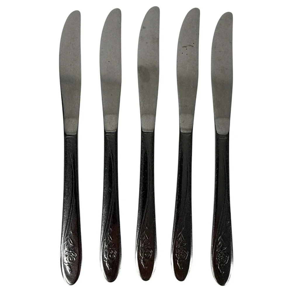 Oneida Stainless Steel Flatware Set Roseanne Rose Floral Pattern 23 Pieces